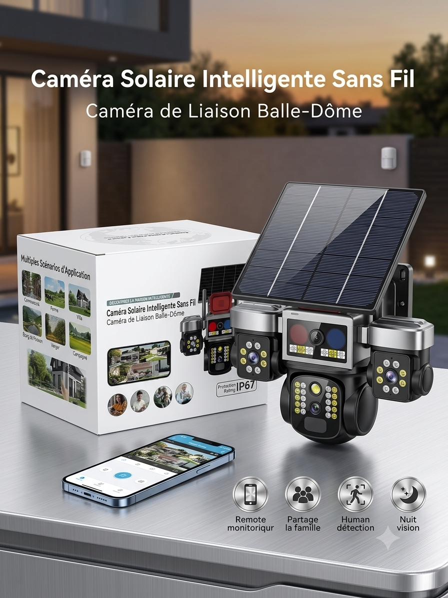 Caméra PTZ 4G solaire solaire carte mémoire
