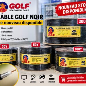 Câble Coaxial TV / RG6 Noir "Golf"